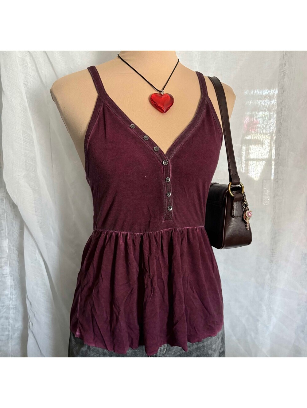 burgundy henley tank top